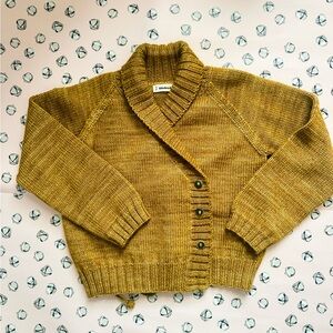 Misha And Puff Mustard Button-Up Kids Sweater